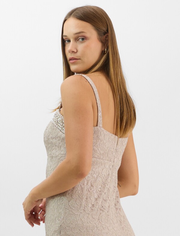 Conjunto Dos Piezas Tul Bordado BEIGE