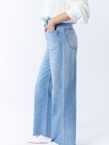 Pantalón De Jean Wide Azul Medio