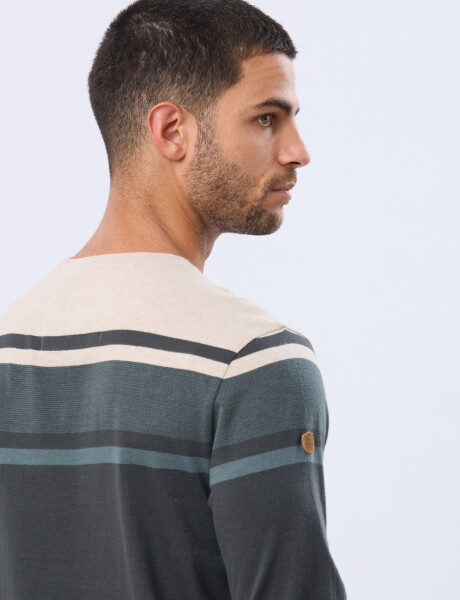 REMERA RAYADA DE ALGODÓN BEIGE