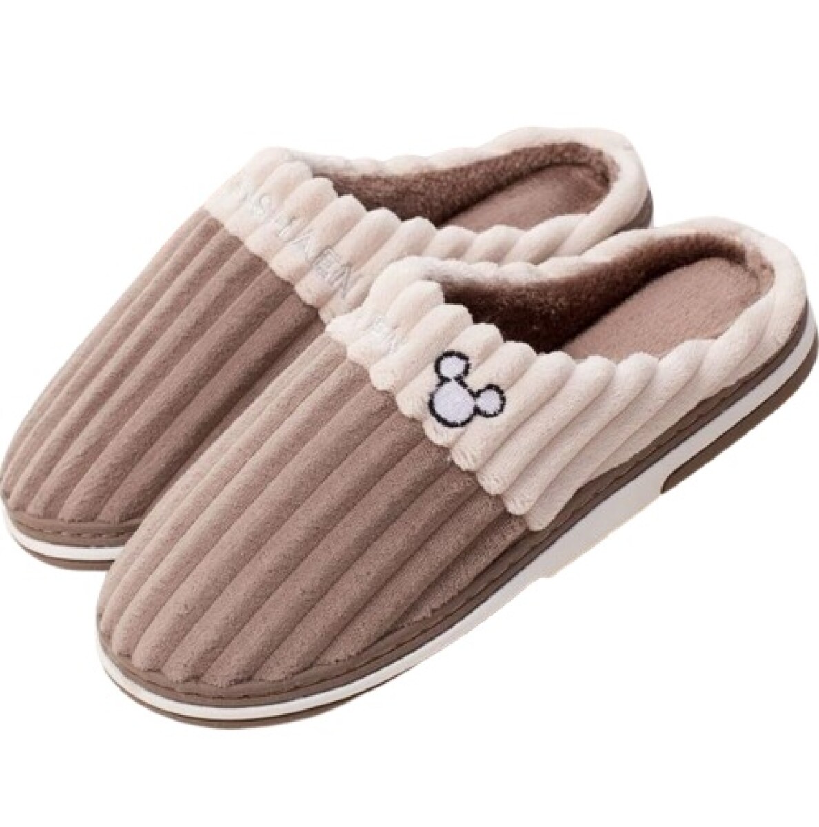 Pantufla de Felpa Super Abrigadas Antideslizante Unisex - Marrón 