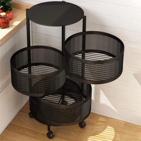 Carrito Organizador Metálico 3 Estantes Con Ruedas 360° Alto 60Cm x Ø 34Cm Carrito Organizador Metálico 3 Estantes Con Ruedas 360° Alto 60Cm x Ø 34Cm
