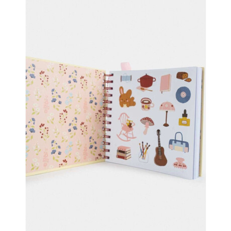 Cuaderno Cuadrado Tapa Dura Con Stickers Y Charm Amarillo Claro