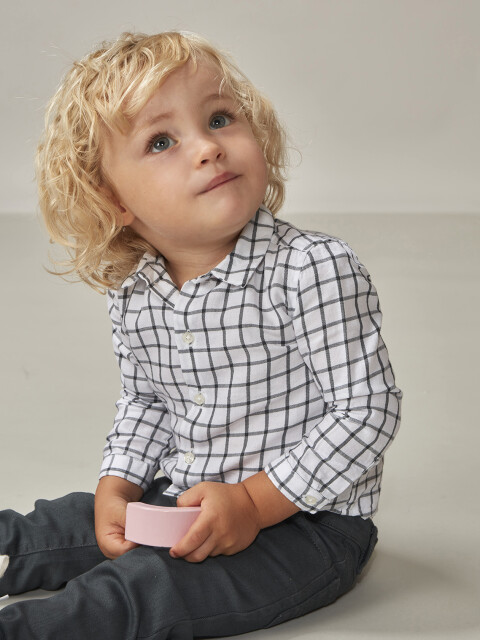 Camisa Cuadros Cuello Bebe Petroleo