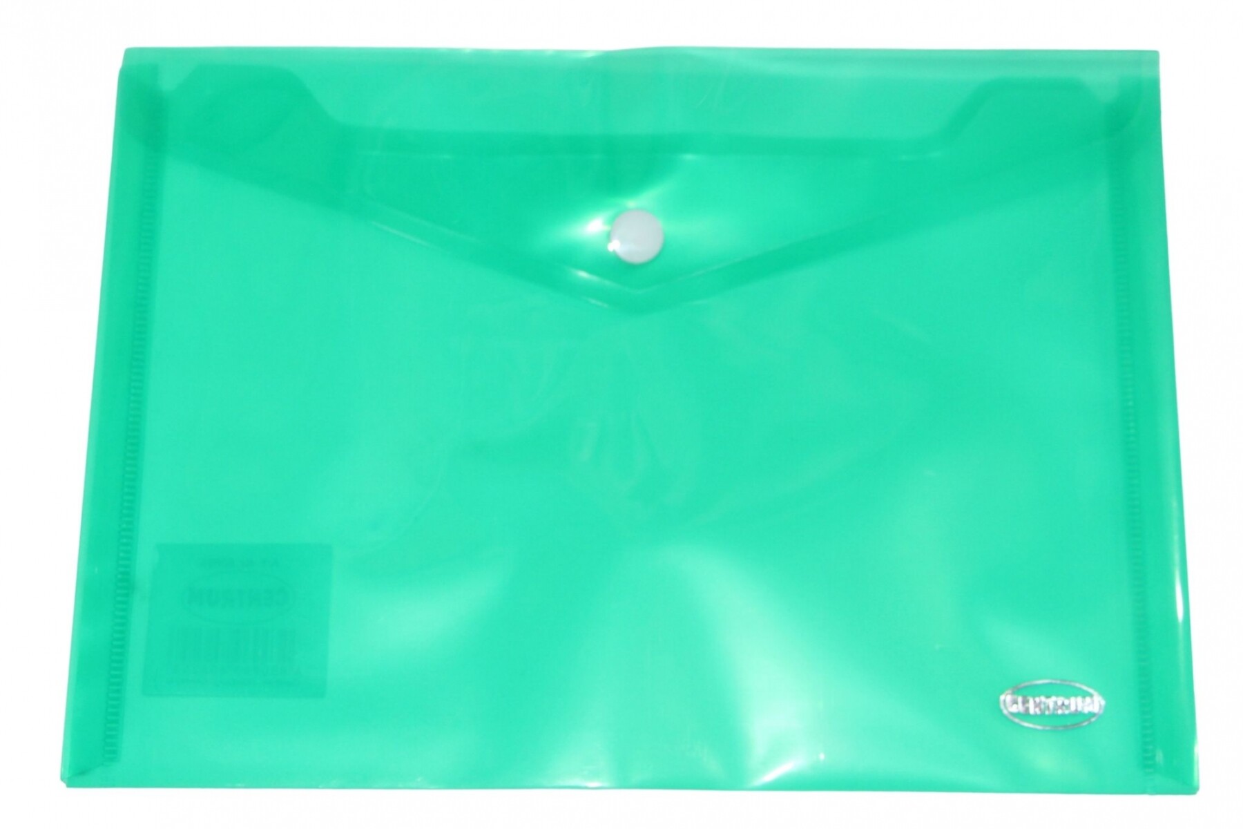 SOBRE CENTRUM TAMAÑO A5 DE PLASTICO CON BOTON - COLOR VERDE 