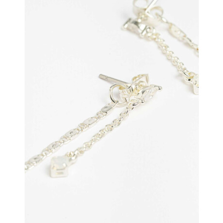 Aros Largos Con Cubic Zirconia Plateado