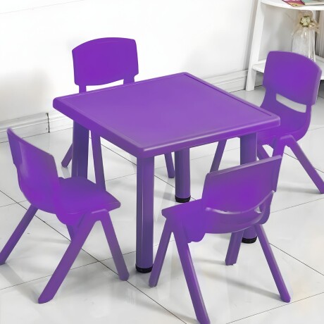 Mesa Cuadrada de Plástico y Metal para Niños 60x60cm Violeta