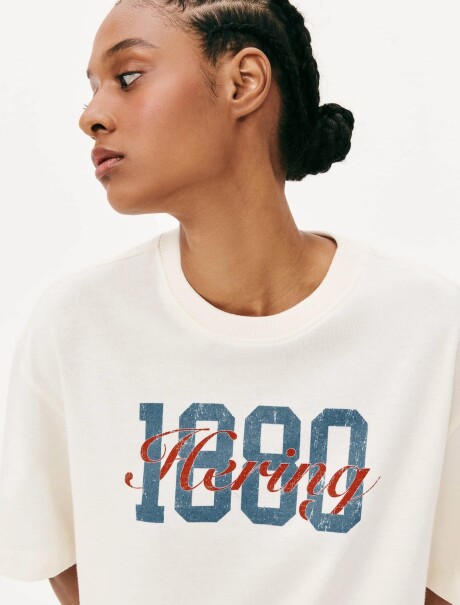 CAMISETA OVERSIZED CON ESTAMPA BEIGE