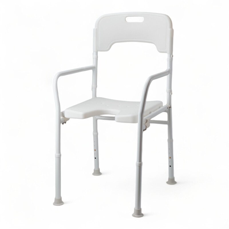 Silla Para Aducha Plegable Altura Ajustable Brazos Respaldo Sin Color