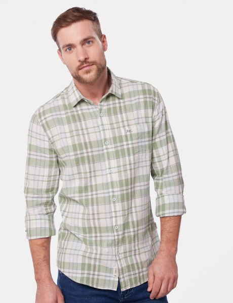 CAMISA DE LINO A CUADROS Verde