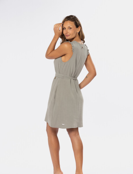 VESTIDO DE LINO LISO Verde