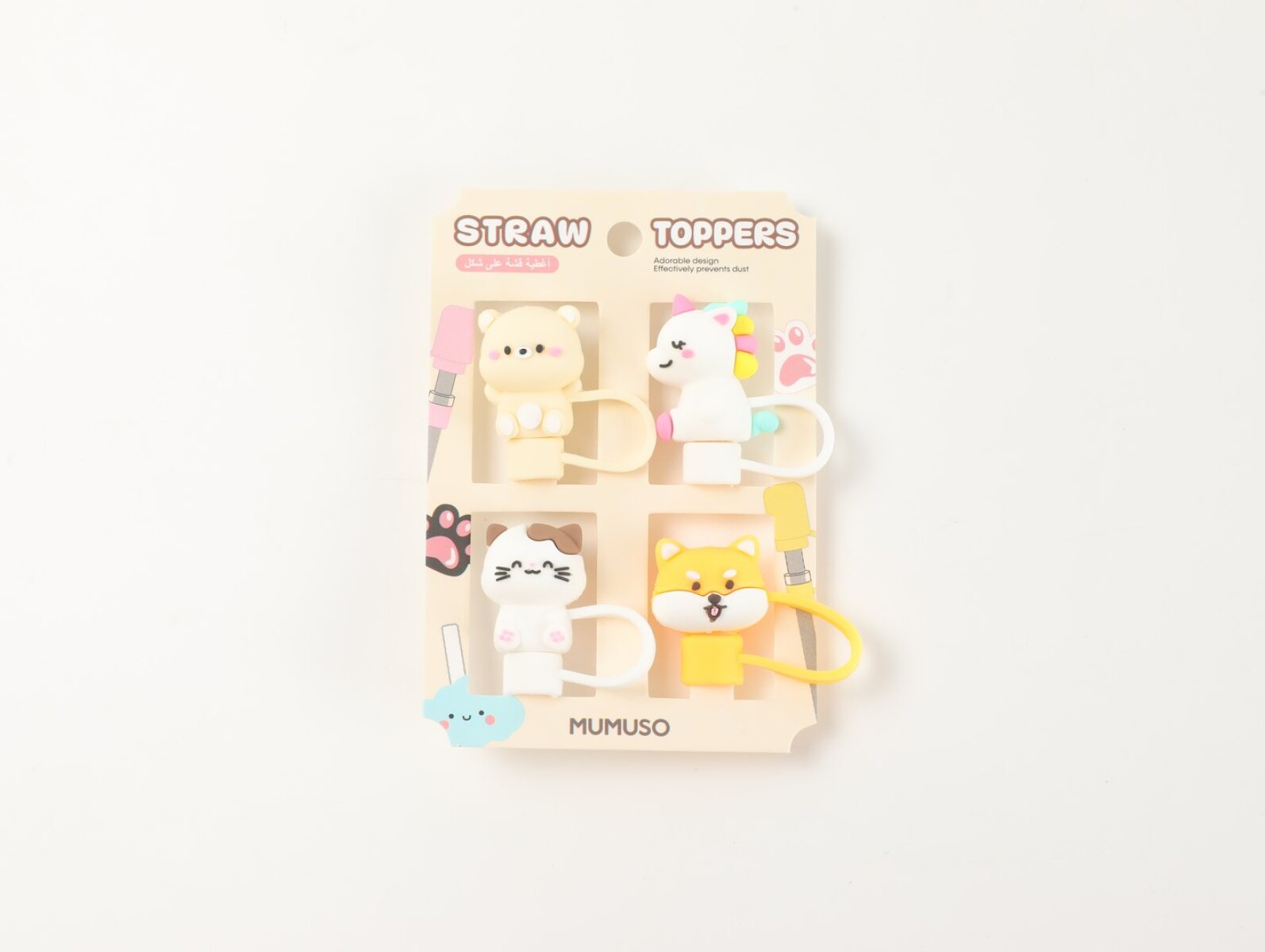 TAPONES PARA PAJILLA DISEÑO ANIMAL (4 UNIDADES) 