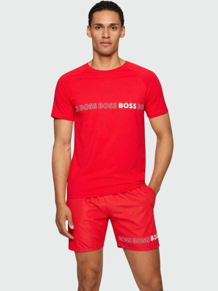 Hugo Boss -Remera de algodón slim fit, Hugo Boss Rojo