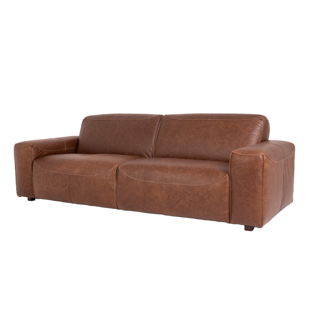 SOFA 3 CUERPOS CUERO-100-NATURAL MARRON PORTO CHOC.