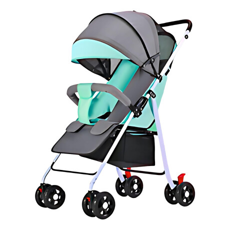 Coche De Paseo Para Bebe 4 Ruedas Chasis Blanco Verde
