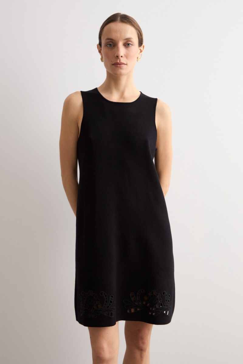 Vestido tejido calado negro