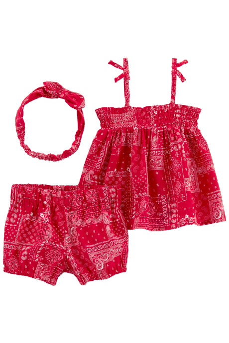 Set tres piezas short, musculosa y vincha de algodón diseño bandana Sin color