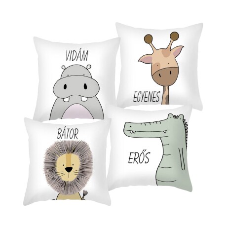 Set x4 fundas de almohadones con cierre diseño animales Set x4 fundas de almohadones con cierre diseño animales