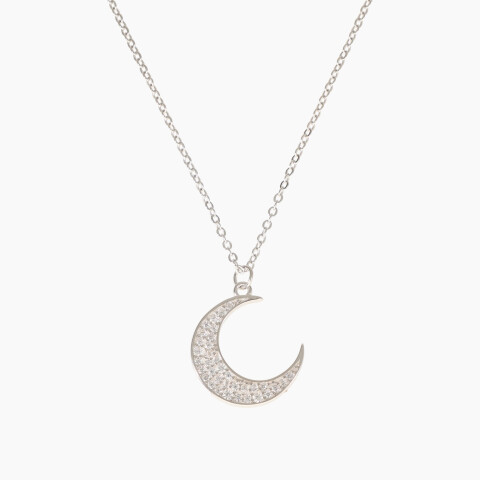 Cadena con dije de luna en plata 925 y circonias Cadena Con Dije De Luna En Plata 925 Y Circonias