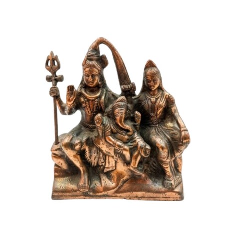 SHIVA PARVATHI GANESHA DE METAL COBRIZO - 1150/20 X 18 CM Shiva Parvathi Ganesha De Metal Cobrizo - 1150/20 X 18 Cm