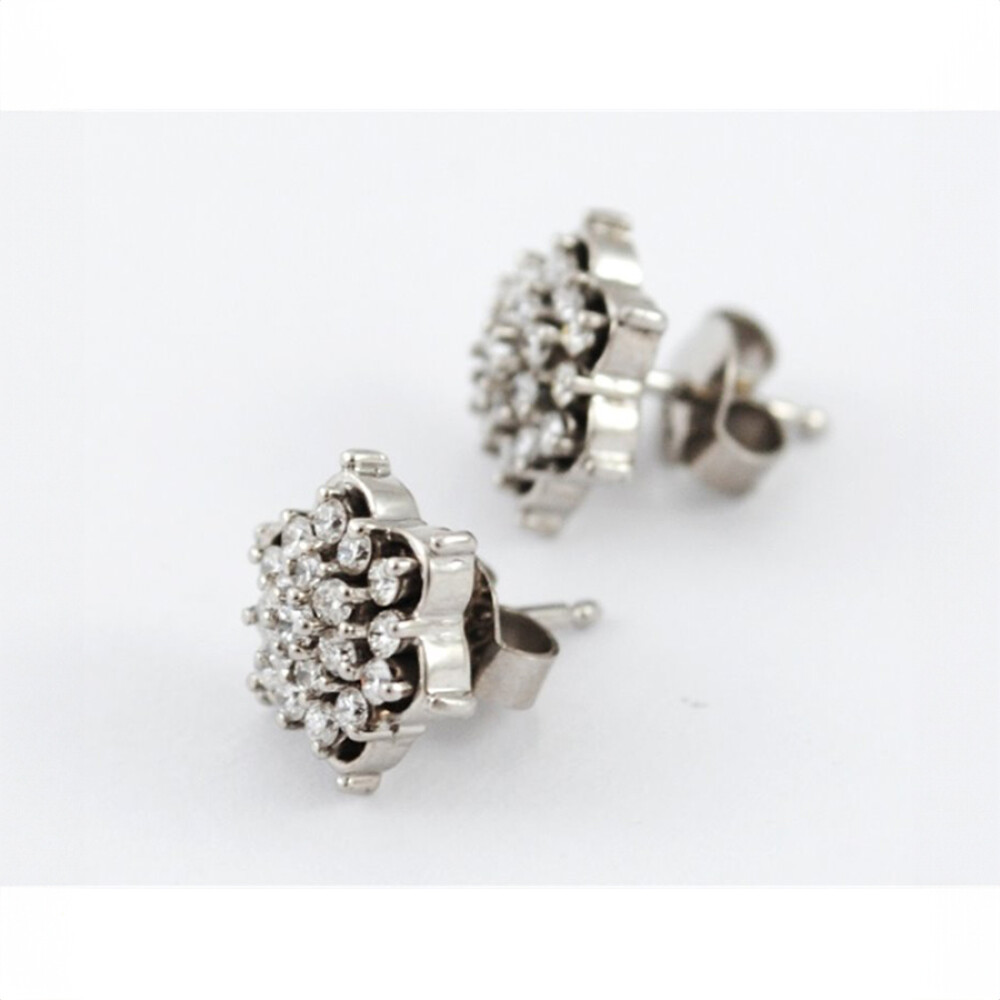 Caravanas De Oro Blanco Con Brillantes Caravanas De Oro Blanco Con Brillantes