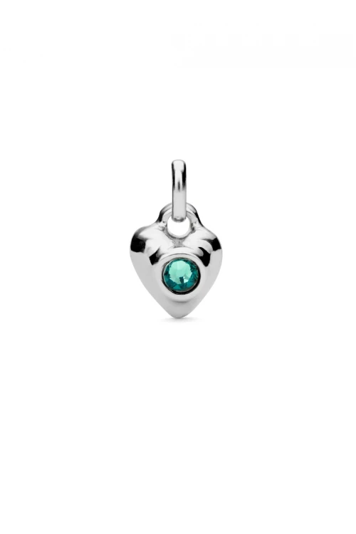 CHARM DE ALEACIÓN DE METALES BAÑADOS EN PLATA DE LEY CON CRISTAL VERDE Charm