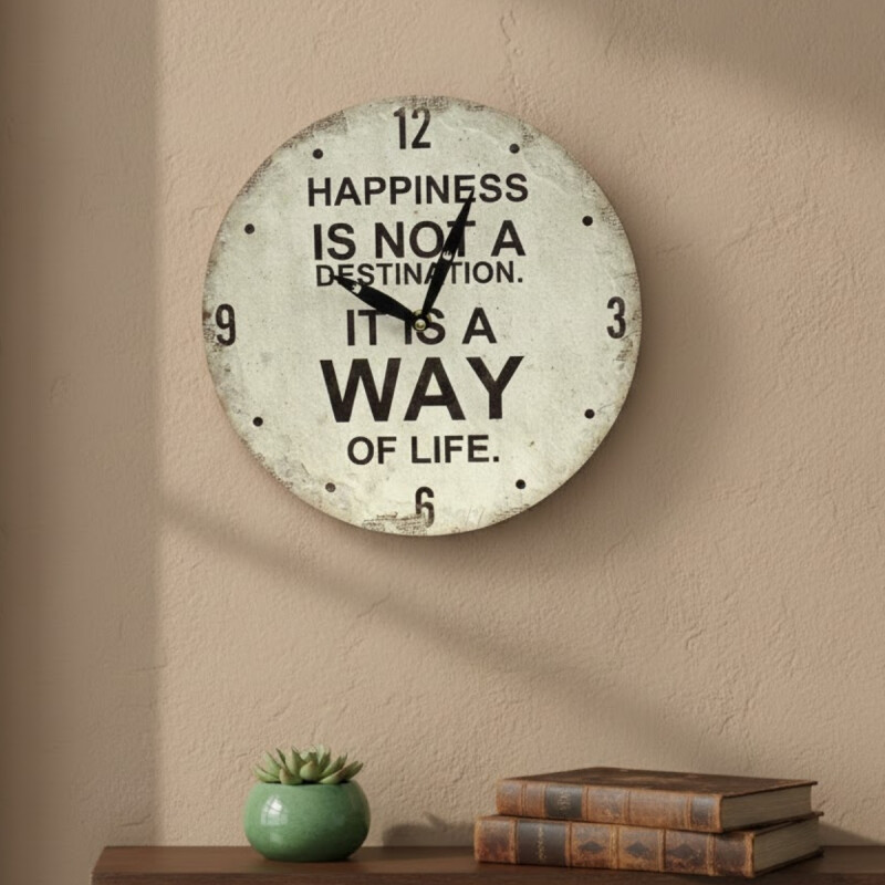 Reloj de pared mdf D28,8x3,5 cm HAPPINESS