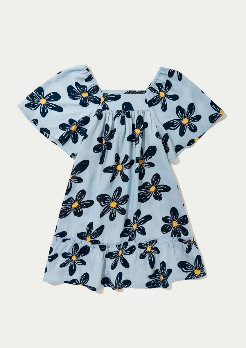 VESTIDO INFANTIL CON ESTAMPADO - AZUL 