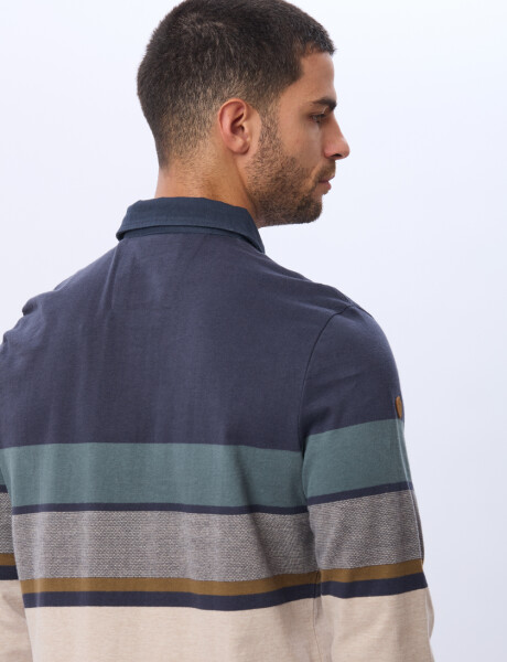 REMERA POLO RAYADA DE ALGODÓN Beige