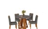 Juego De Comedor 4 Sillas Mesa Redonda - Celeste Gris / Gris