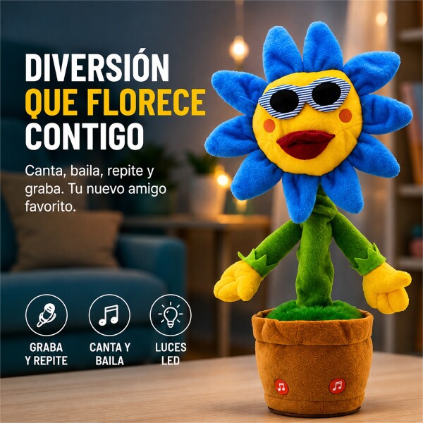 Girasol Interactivo que Baila, Canta, Graba y Repite Voz Azul