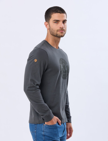 REMERA ESTAMPADA DE ALGODÓN GRIS