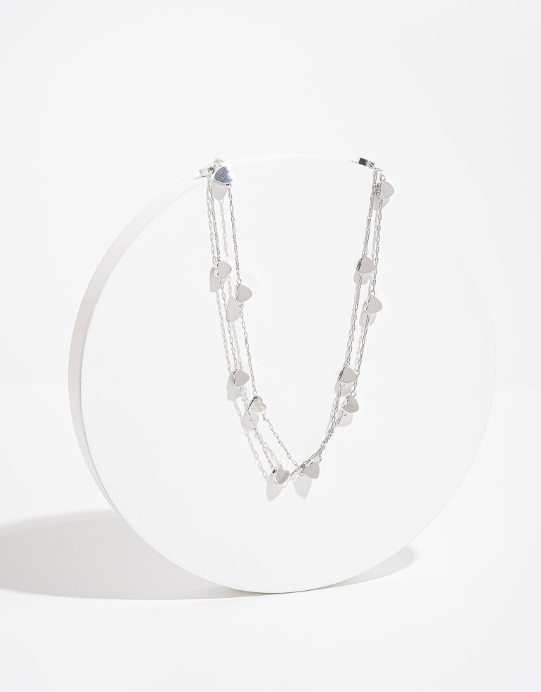 Collares Cortos Special Price Collar De Corazones - Plateado Rodio
