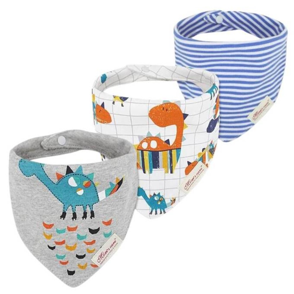 Set baberos bandana x3 dino celeste