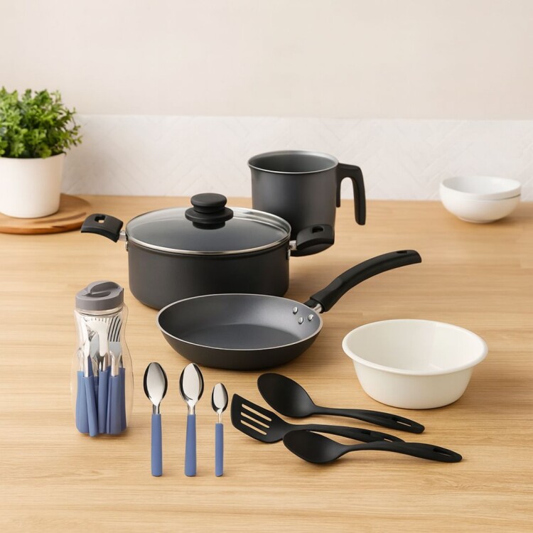 BATERIA DE COCINA TRAMONTINA 24 PIEZAS NEGRO
