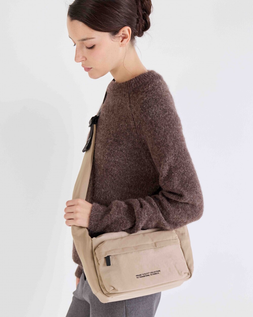 Bandolera Jet en nylon Taupe