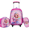 Mochila con carrito, lonchera y cartuchera. Princesa oso rosa