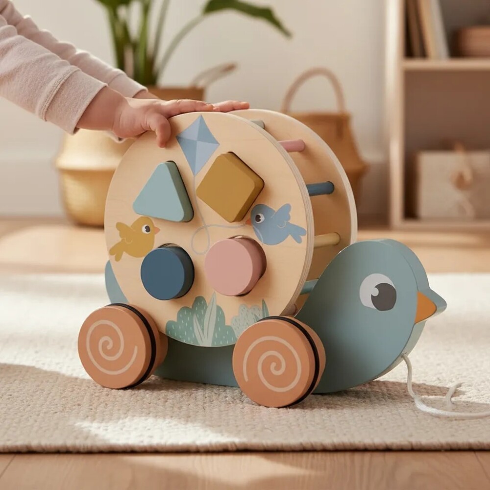 Juguete encastre y arrastre BUBA montessori cloudy pajarito Juguete encastre y arrastre BUBA montessori cloudy pajarito