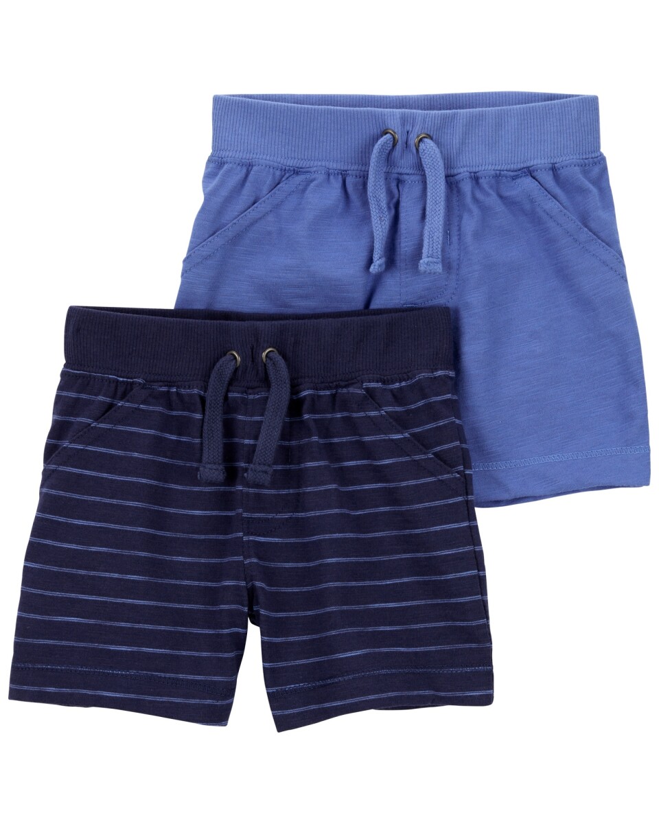 Pack dos shorts de algodón con cordón, azules 