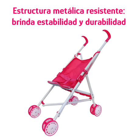 Cochecito Pleg Muñecas Estructura Metálica Tela Resistente Fucsia