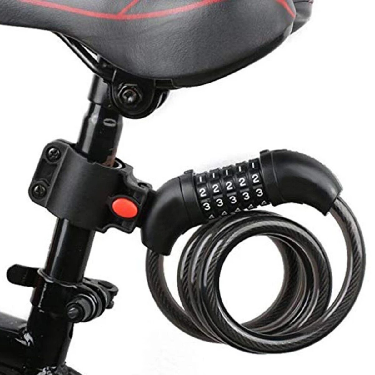 Linga con Candado de Seguridad de Combinación 5 Dígitos para Bicicleta o Moto - Negro 