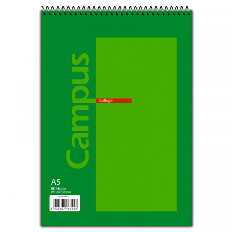 Block A5 Rayado Con Espiral 80 Hojas Campus Tapa Flex #Block A5 Rayado Con Espiral 80 Hojas Campus Tapa Flex