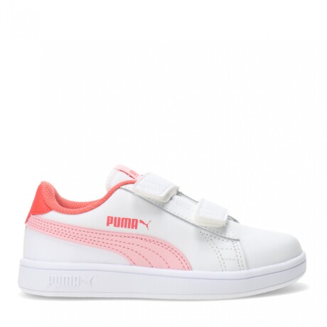 Championes de Niños Puma Smash V2 Velcro Jrs Blanco - Rosado Salmon
