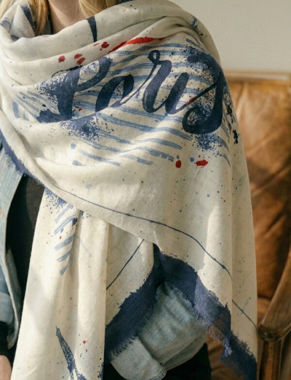Pashmina Paris AZUL/BLANCO