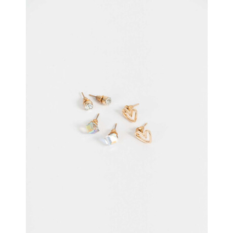 Aros Sets Con corazón Dorado