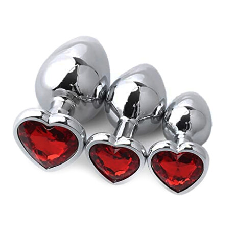 Plug Anal De Acero Con Rubí En Forma De Corazón Large Plug Anal De Acero Con Rubí En Forma De Corazón Large