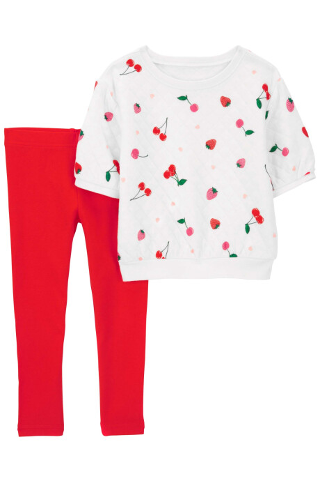 Set dos piezas de algodón, calza y buzo capitoneado Sin color