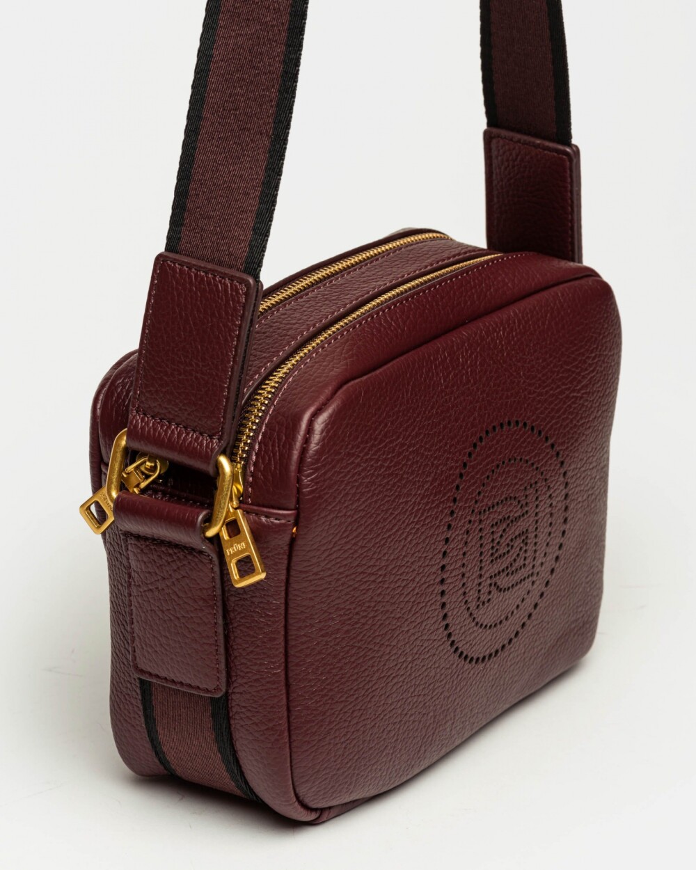 Bandolera Key en efecto cuero graneado Bordeaux