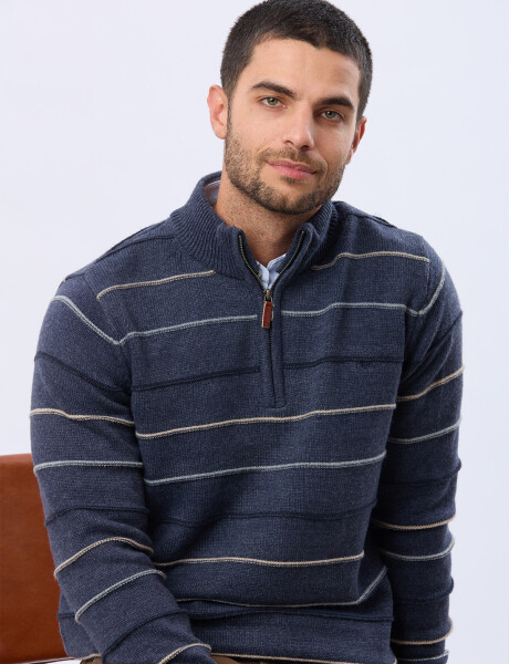 BUZO ALGODÓN TEJIDO 1/2 CIERRE Piedra