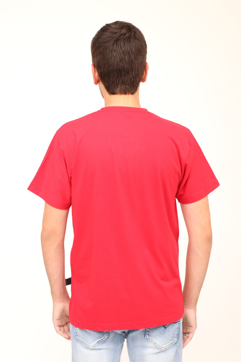 Remera Manga Corta Estampada Rojo