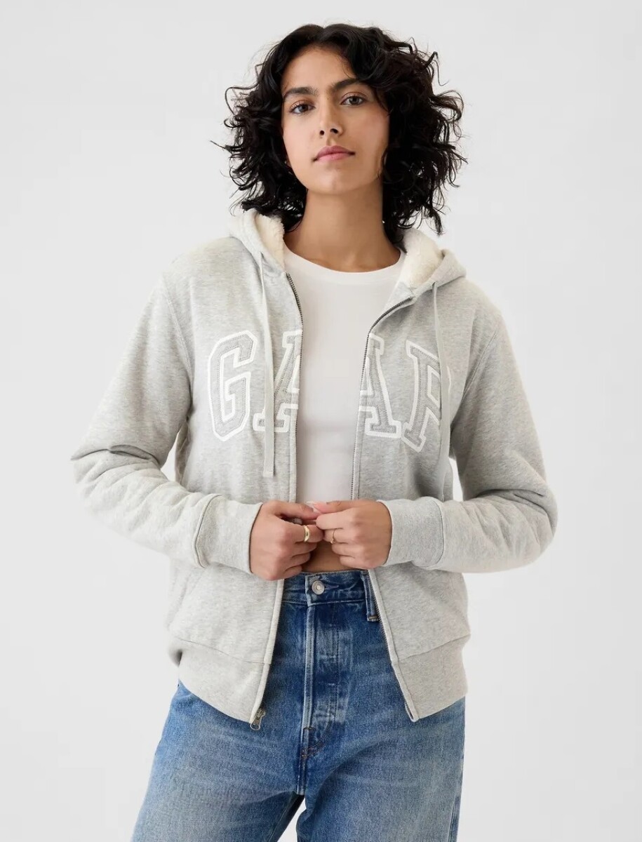 Canguro Con Corderito Logo Gap Mujer - Light Heather Grey B08 